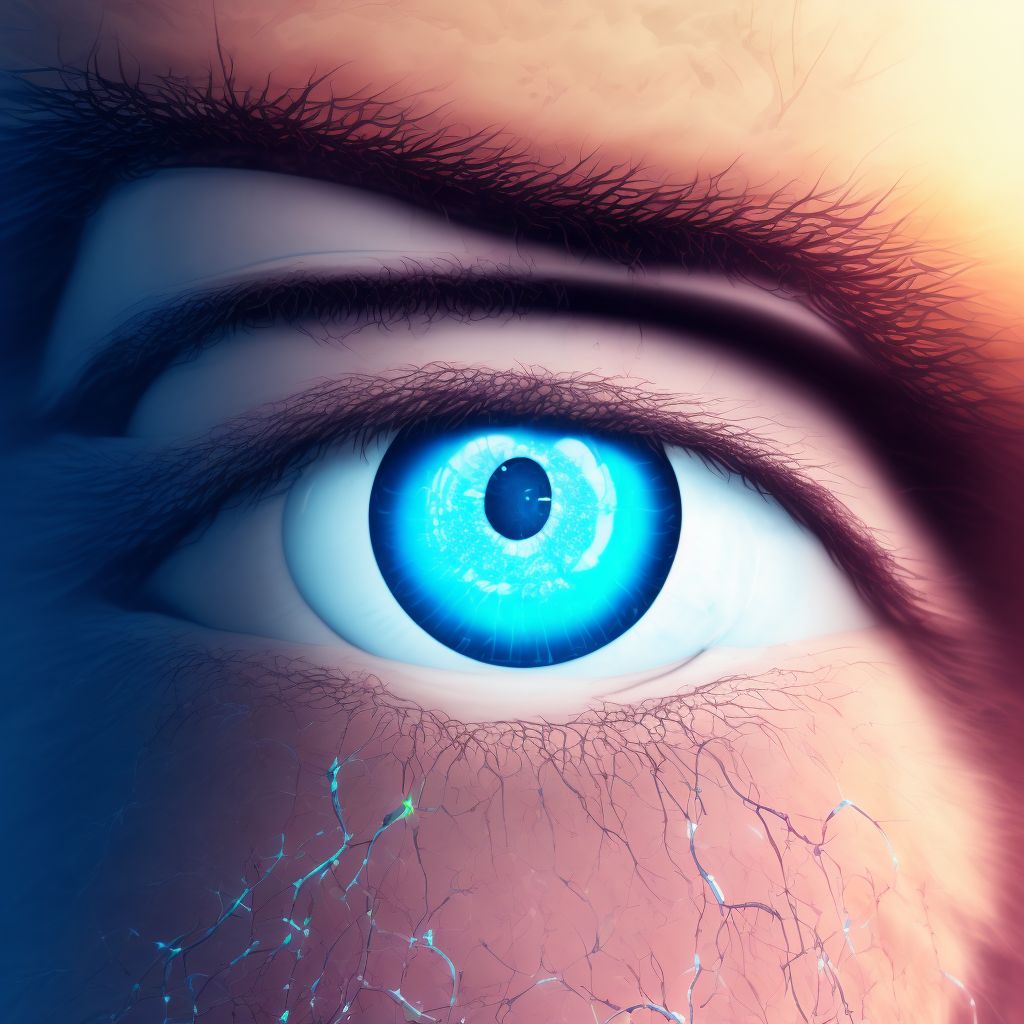 Diabetes mellitus due to underlying condition with proliferative diabetic retinopathy with traction retinal detachment not involving the macula digital illustration