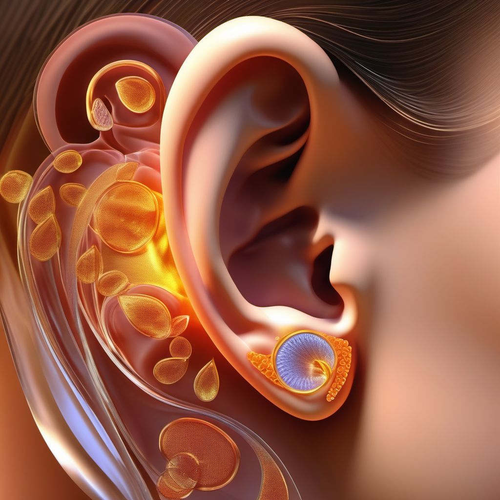 Blister (nonthermal) of right ear digital illustration
