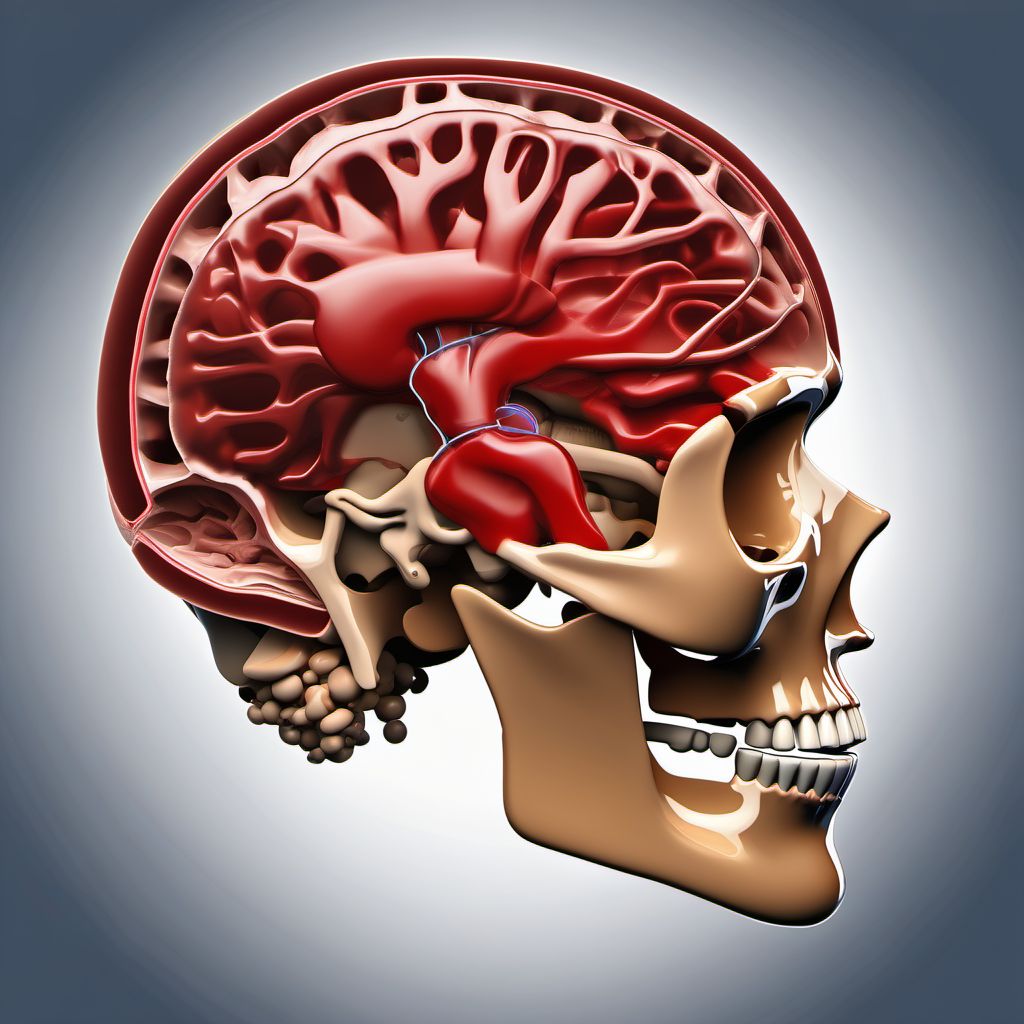 Traumatic subarachnoid hemorrhage with loss of consciousness of 31 minutes to 59 minutes digital illustration