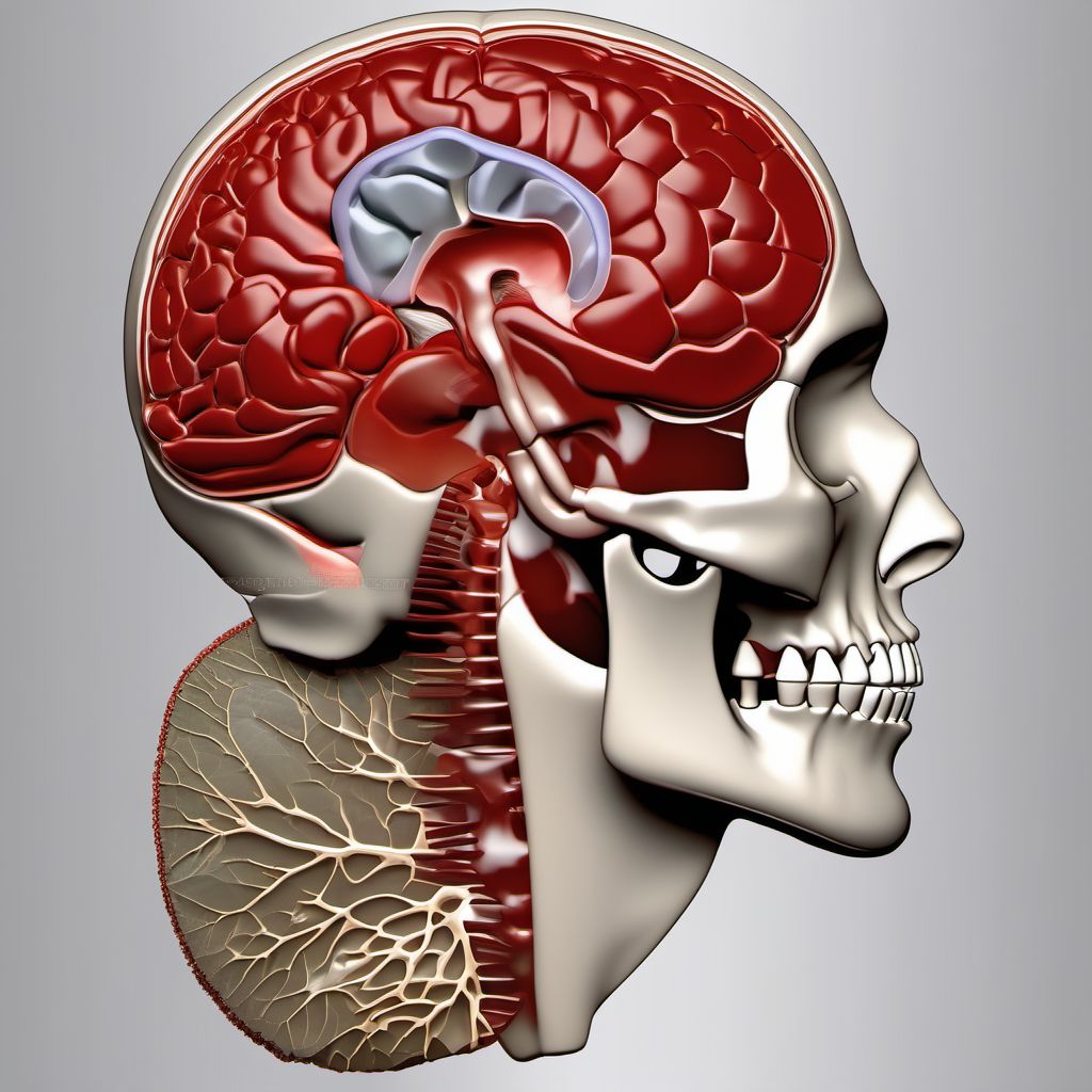 Traumatic subarachnoid hemorrhage with loss of consciousness of 6 hours to 24 hours digital illustration