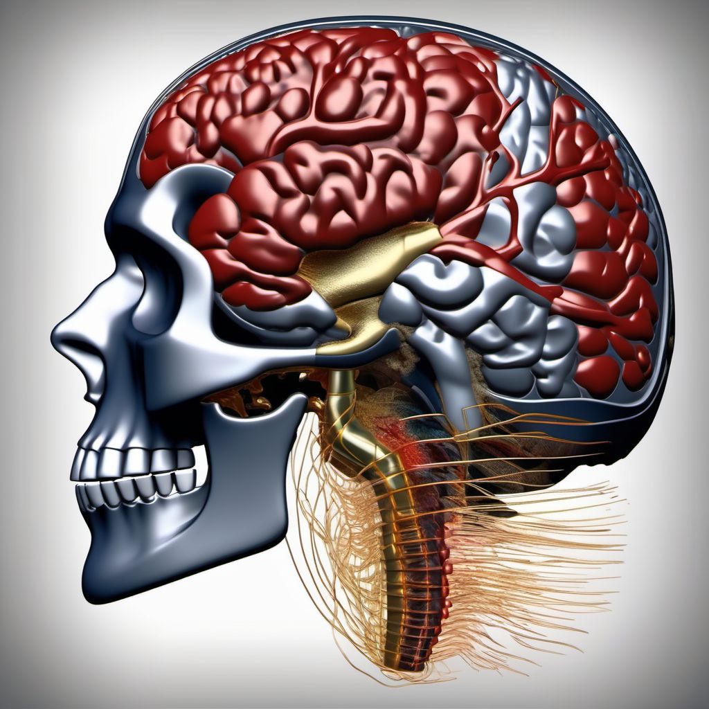 Traumatic subarachnoid hemorrhage with loss of consciousness greater than 24 hours with return to pre-existing conscious level digital illustration