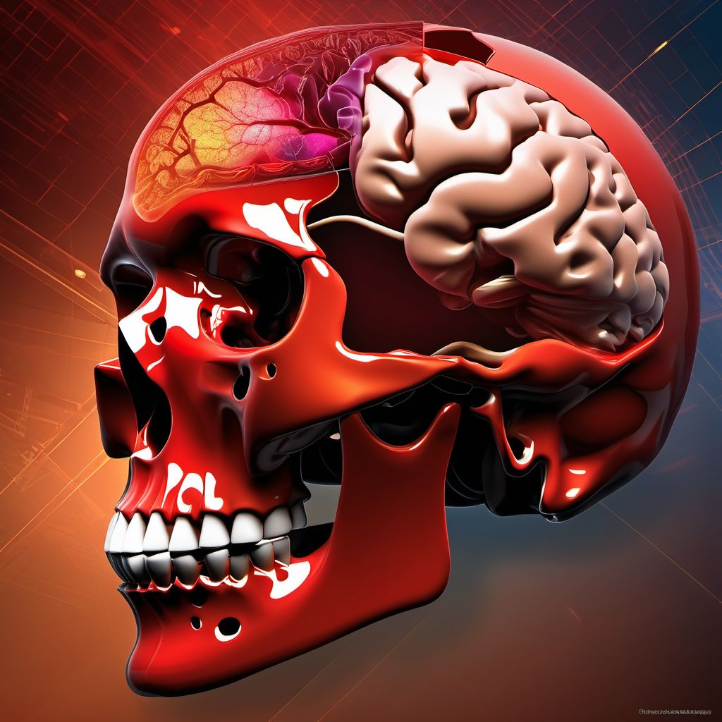 Traumatic subarachnoid hemorrhage with loss of consciousness greater than 24 hours without return to pre-existing conscious level with patient surviving digital illustration