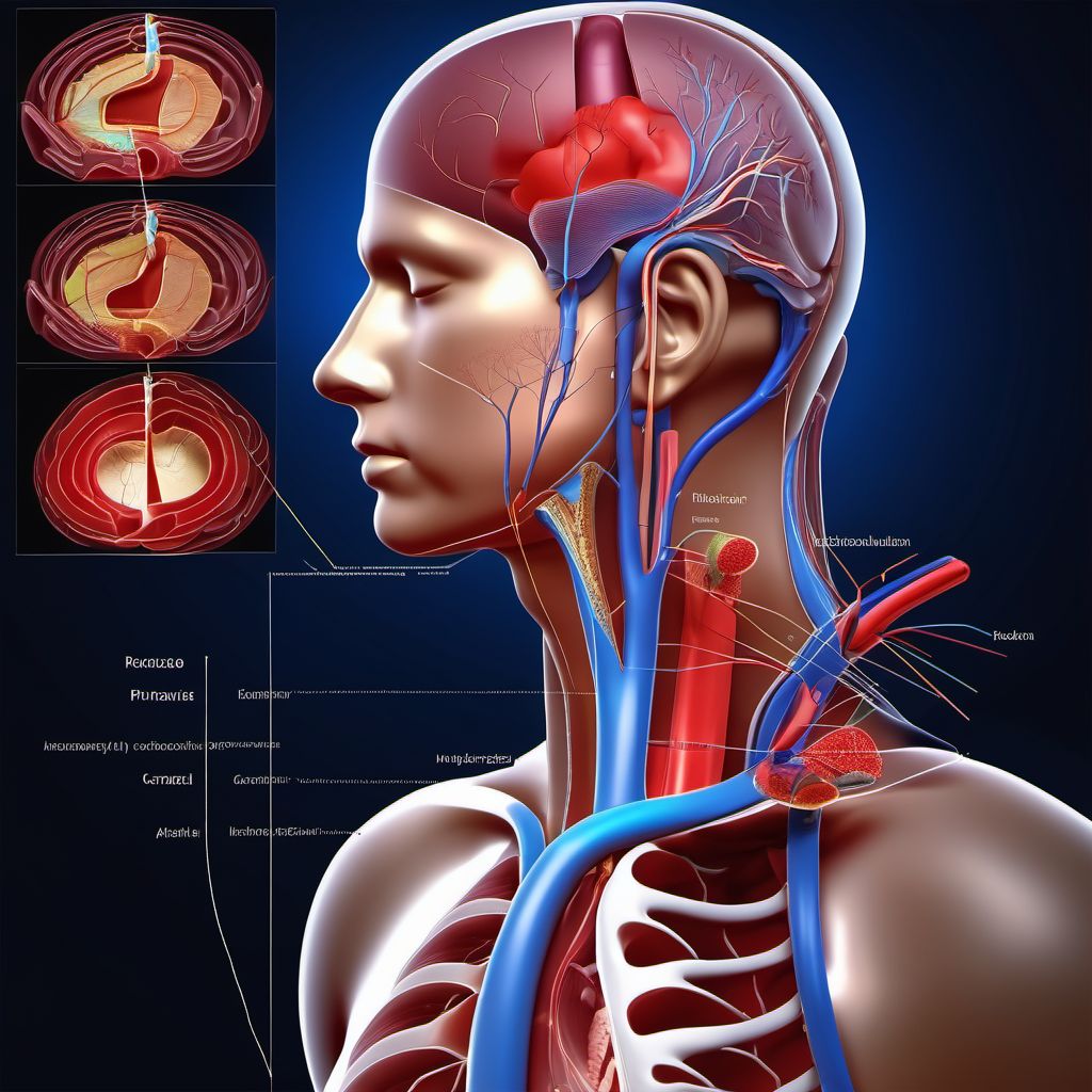 Injury of right internal carotid artery, intracranial portion, not elsewhere classified without loss of consciousness digital illustration