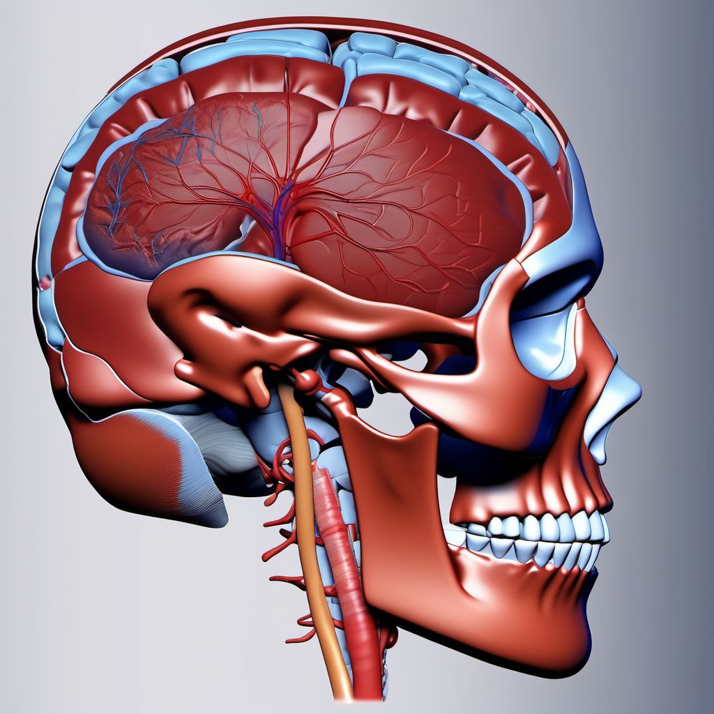Injury of right internal carotid artery, intracranial portion, not elsewhere classified with loss of consciousness greater than 24 hours without return to pre-existing conscious level with patient surviving digital illustration