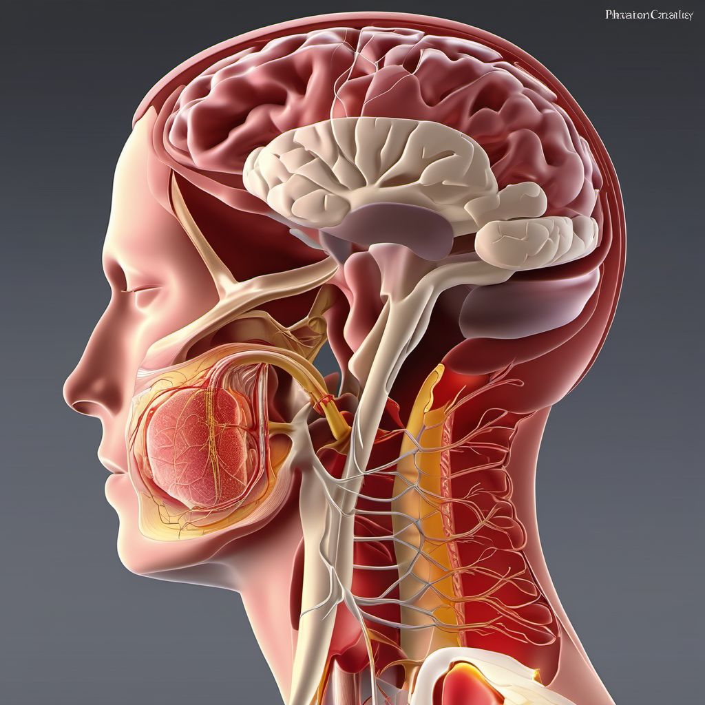Injury of right internal carotid artery, intracranial portion, not elsewhere classified with loss of consciousness of any duration with death due to other cause prior to regaining consciousness digital illustration