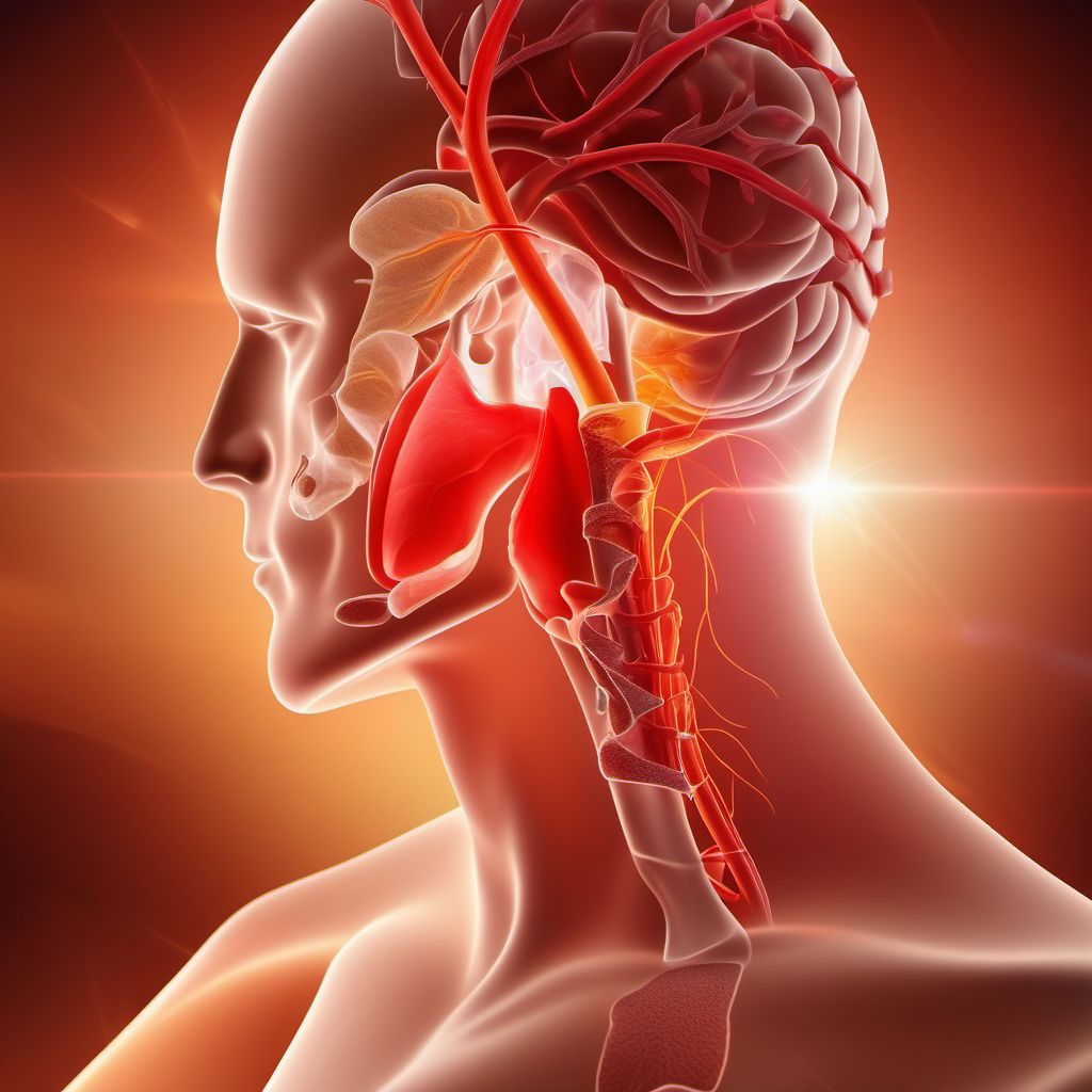 Injury of left internal carotid artery, intracranial portion, not elsewhere classified without loss of consciousness digital illustration
