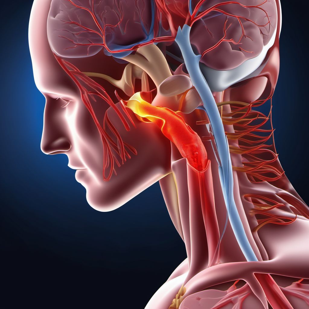 Injury of left internal carotid artery, intracranial portion, not elsewhere classified with loss of consciousness of 31 minutes to 59 minutes digital illustration