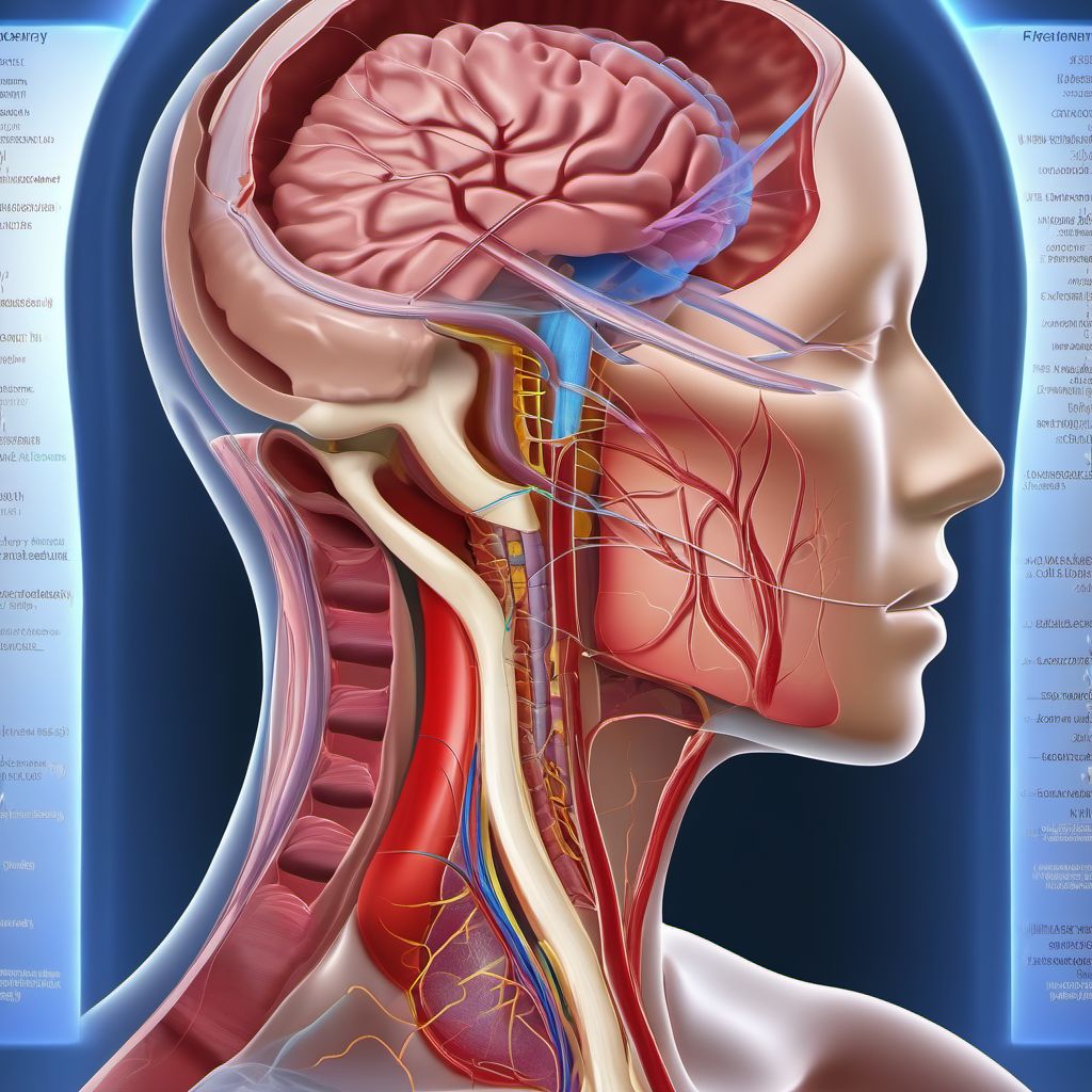 Injury of left internal carotid artery, intracranial portion, not elsewhere classified with loss of consciousness of 6 hours to 24 hours digital illustration