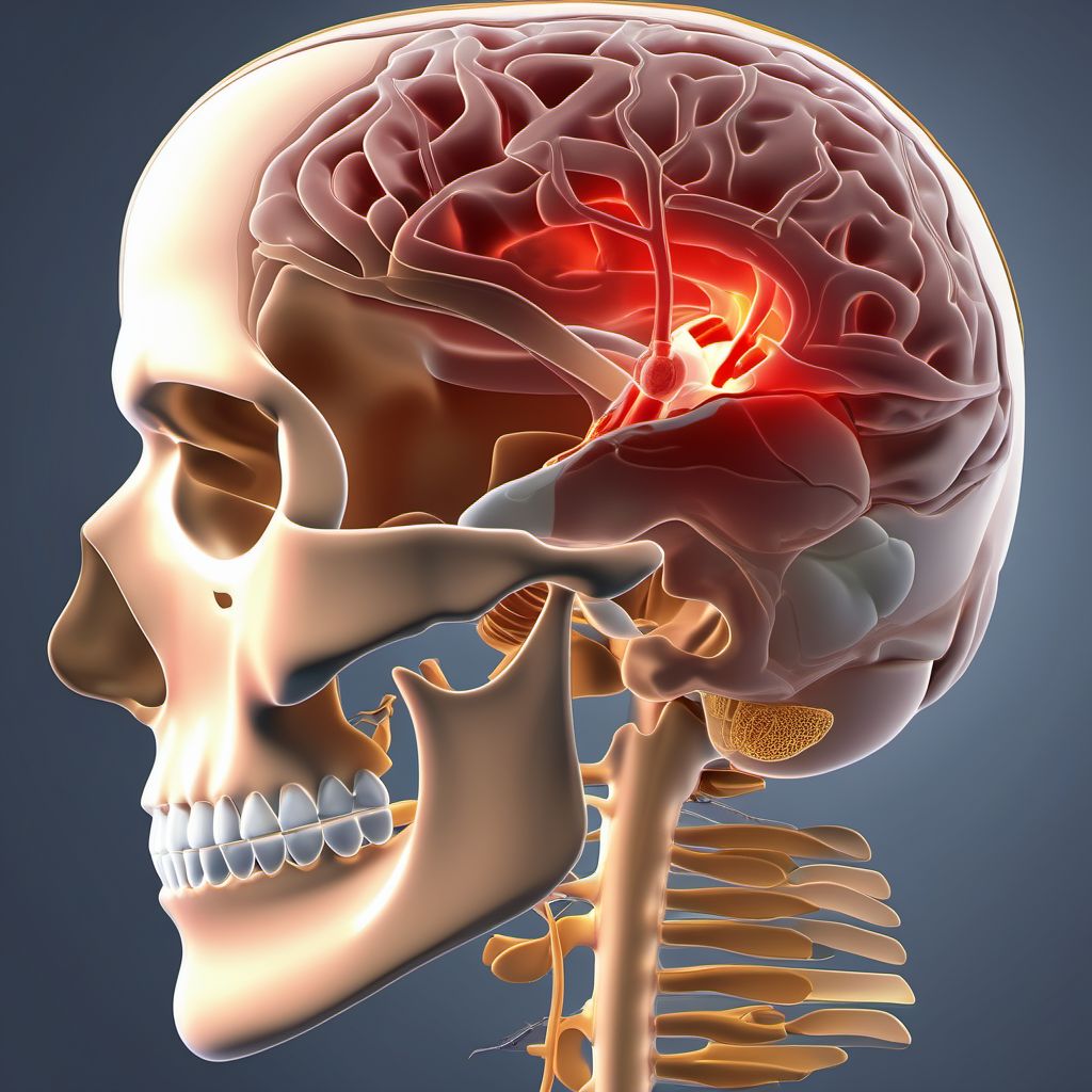 Injury of left internal carotid artery, intracranial portion, not elsewhere classified with loss of consciousness greater than 24 hours without return to pre-existing conscious level with patient surviving digital illustration