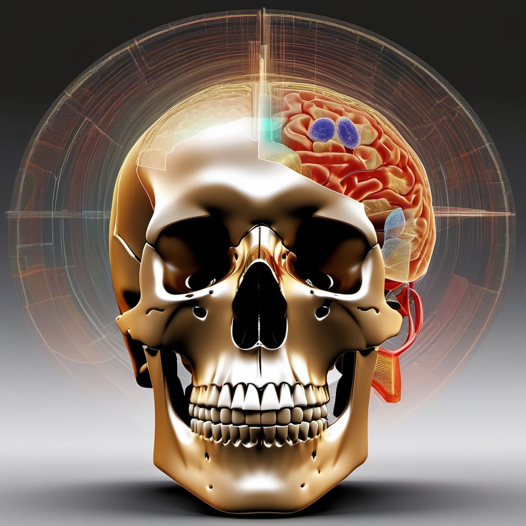 Other specified intracranial injury with loss of consciousness of any duration with death due to other cause prior to regaining consciousness digital illustration