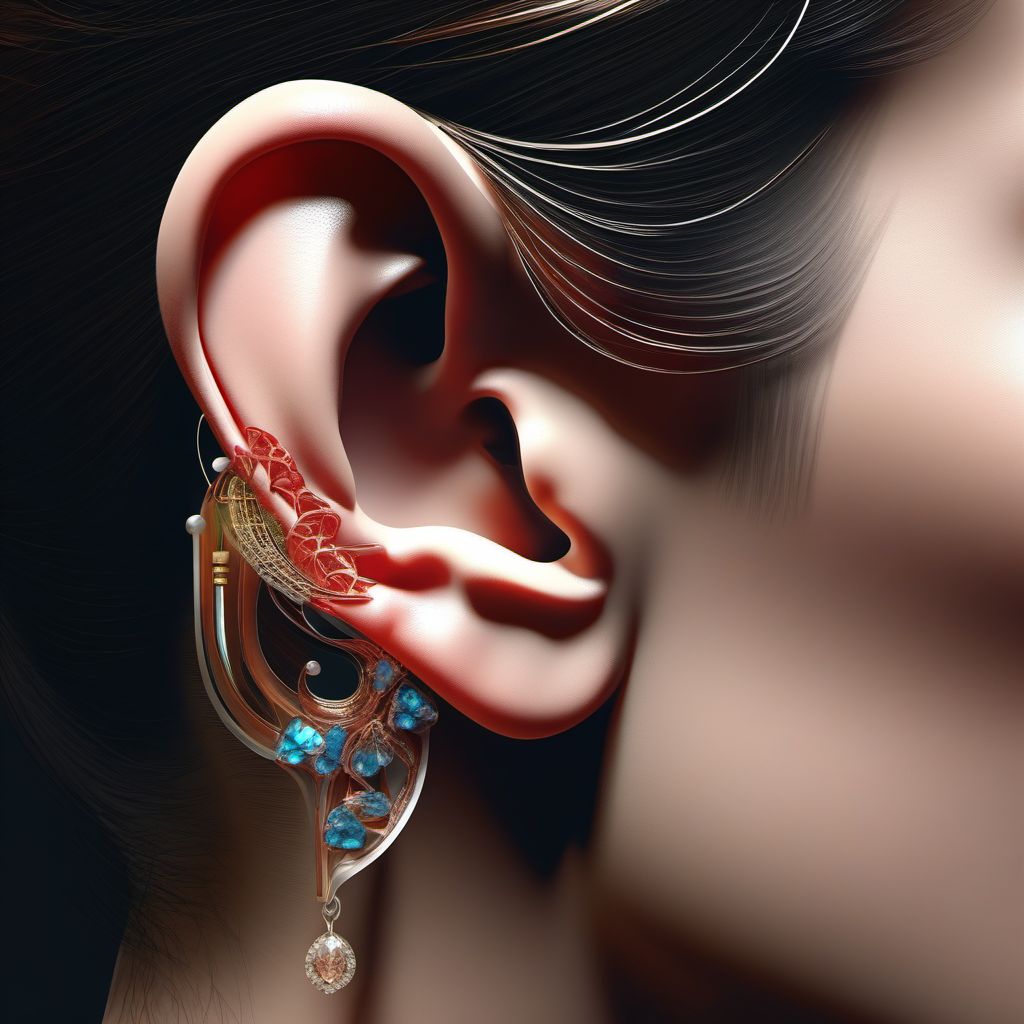 Partial traumatic amputation of left ear digital illustration