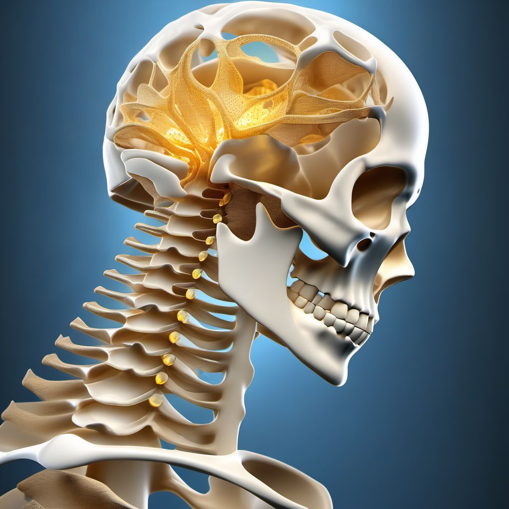 Unspecified traumatic nondisplaced spondylolisthesis of second cervical vertebra digital illustration