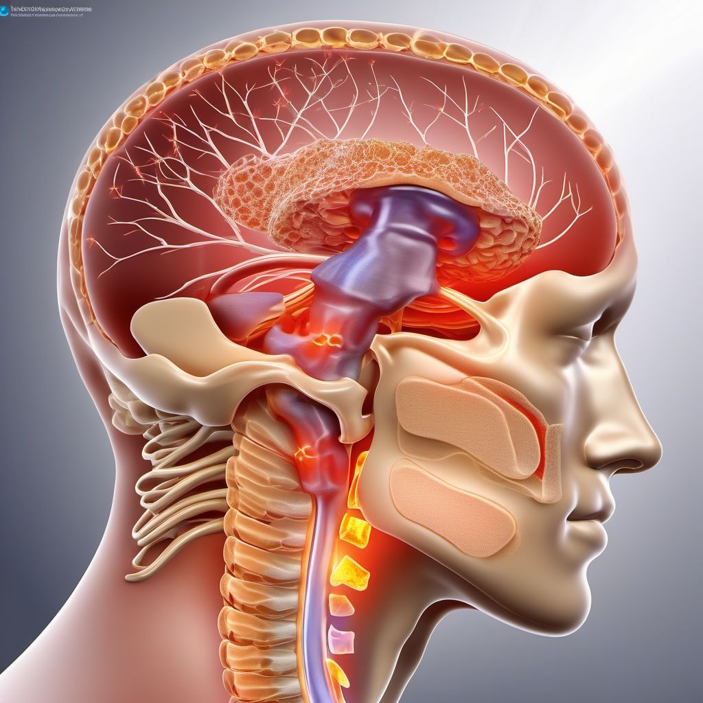 Complete lesion at C3 level of cervical spinal cord digital illustration