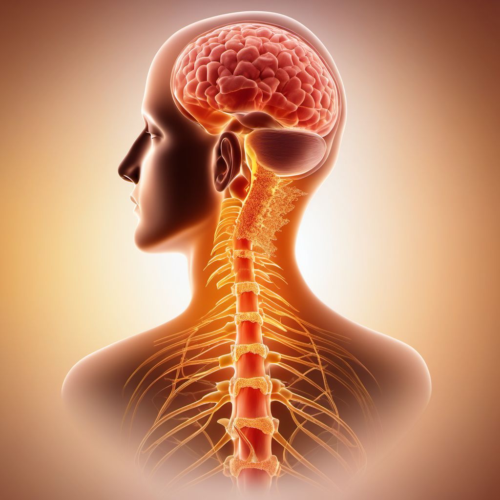 Complete lesion at C6 level of cervical spinal cord digital illustration
