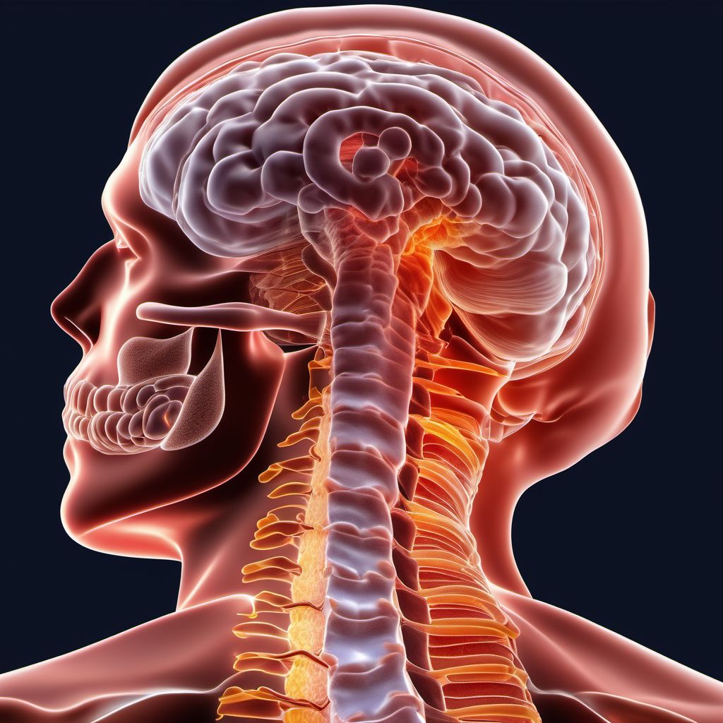 Complete lesion at C8 level of cervical spinal cord digital illustration