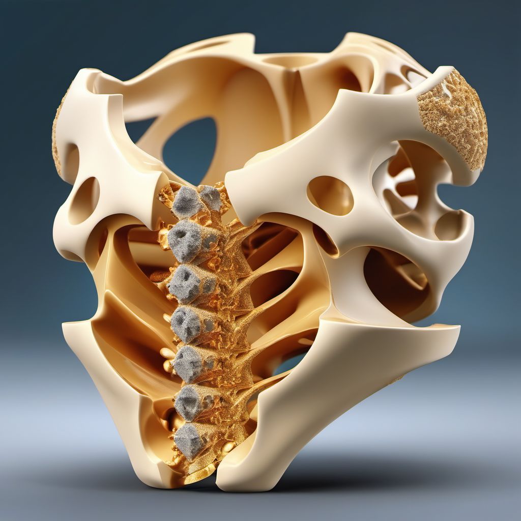Unstable burst fracture of second thoracic vertebra digital illustration
