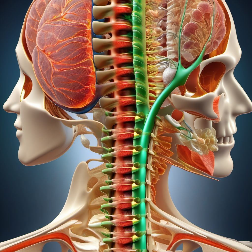 Complete lesion of thoracic spinal cord digital illustration
