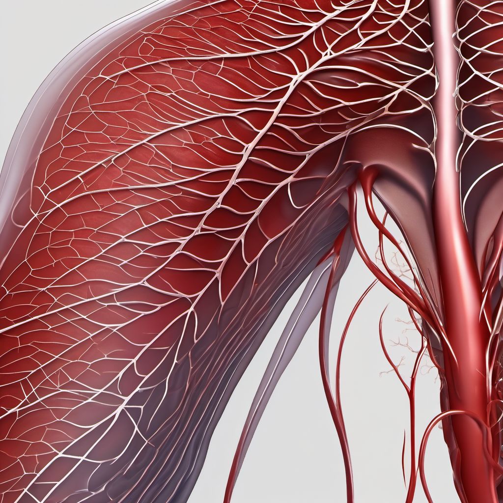 Laceration of other blood vessels of thorax, right side digital illustration
