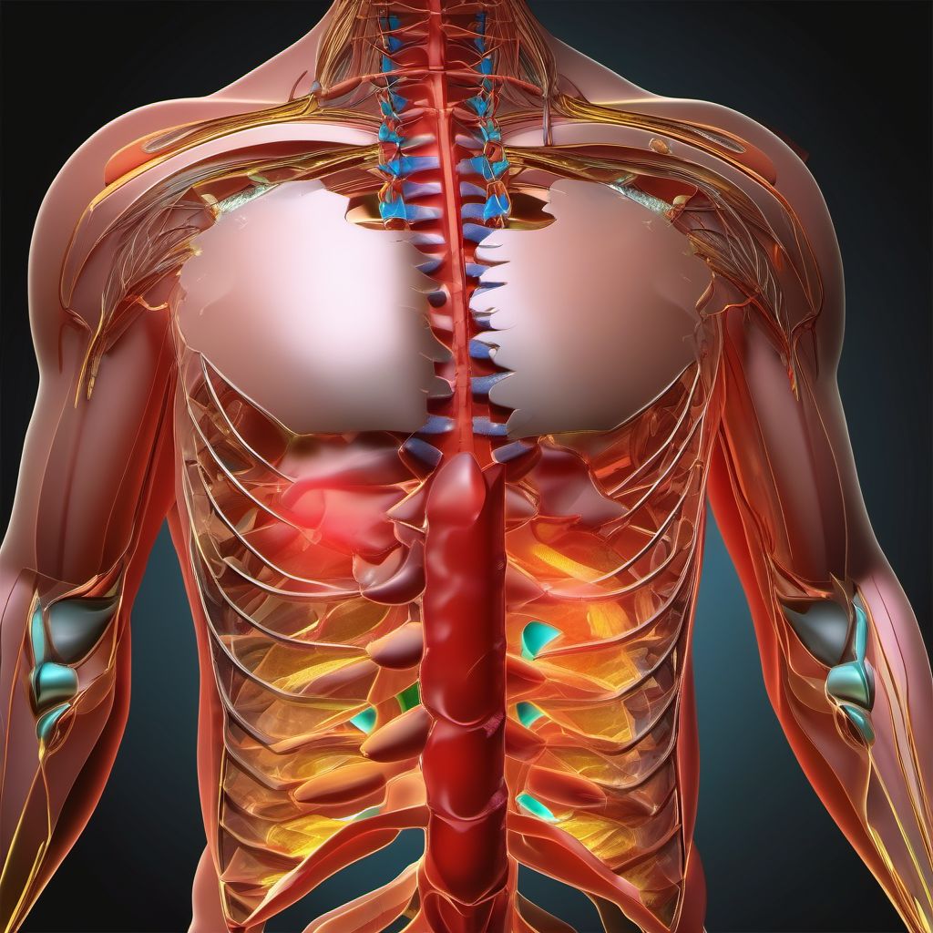 Crushing injury of thorax, and traumatic amputation of part of thorax digital illustration