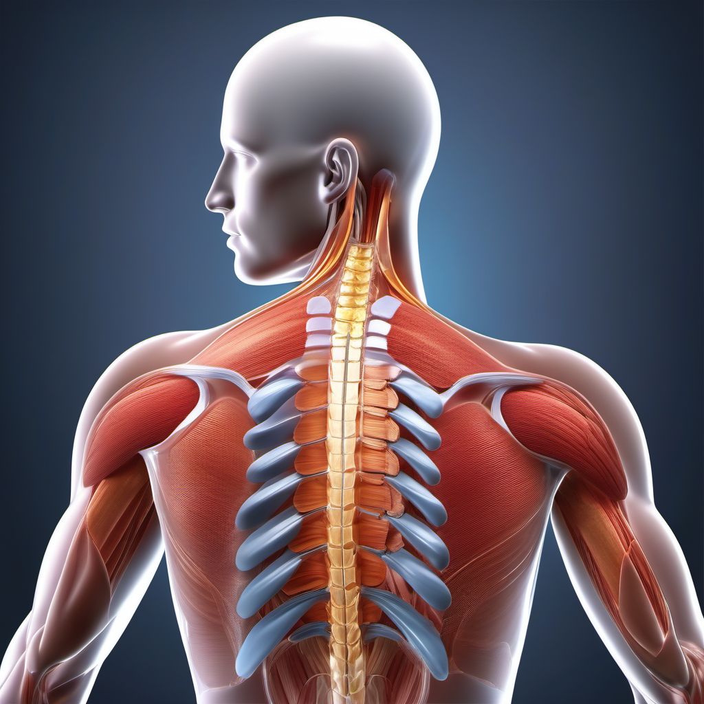 Injury of muscle and tendon at thorax level digital illustration