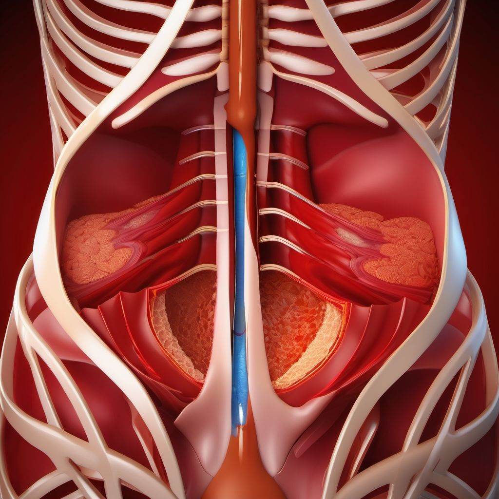 Laceration without foreign body of abdominal wall with penetration into peritoneal cavity digital illustration