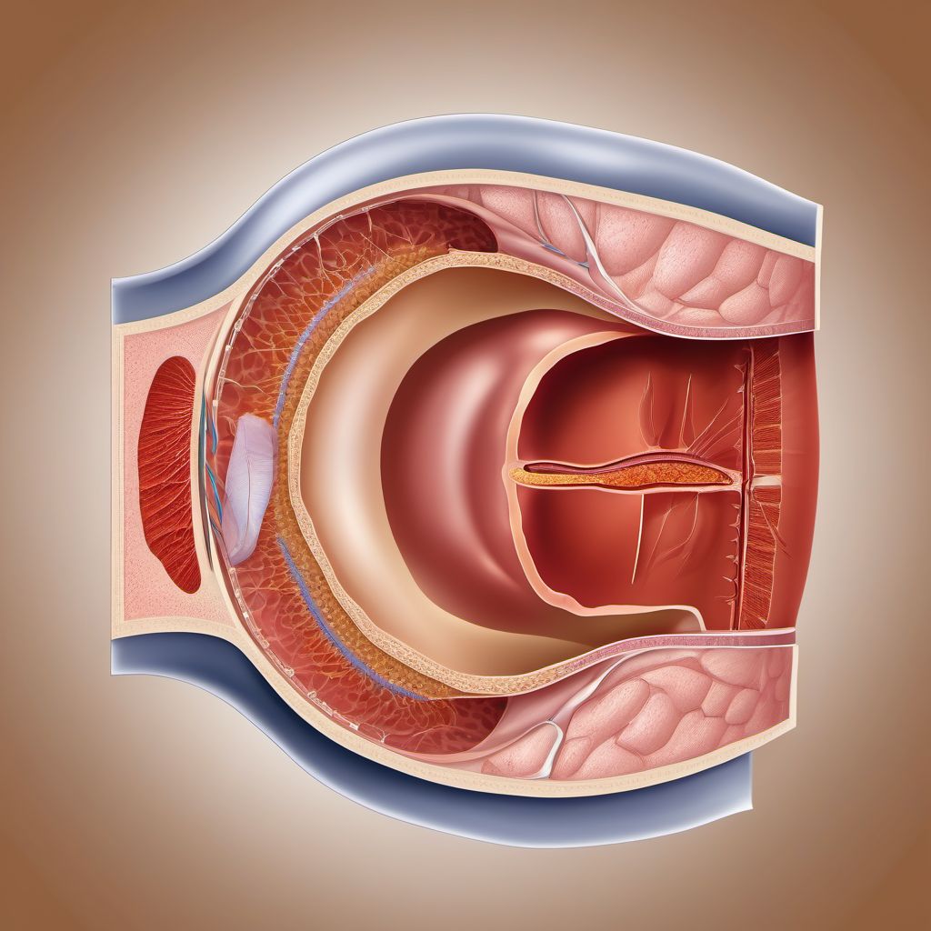 Laceration without foreign body of abdominal wall, right upper quadrant with penetration into peritoneal cavity digital illustration