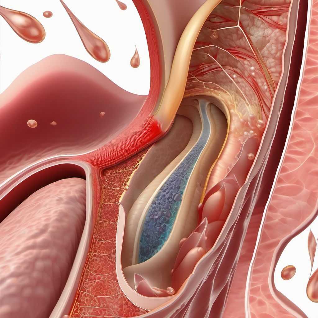 Laceration without foreign body of abdominal wall, right lower quadrant with penetration into peritoneal cavity digital illustration