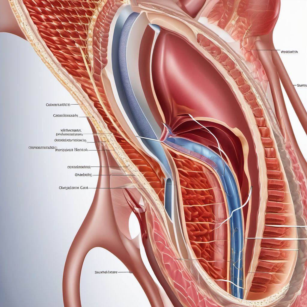 Laceration with foreign body of abdominal wall, right upper quadrant with penetration into peritoneal cavity digital illustration