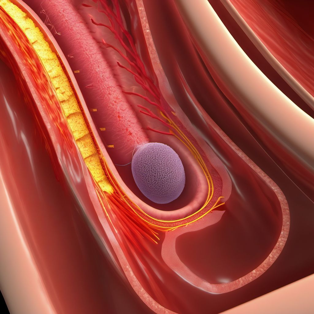 Puncture wound without foreign body of abdominal wall, epigastric region with penetration into peritoneal cavity digital illustration