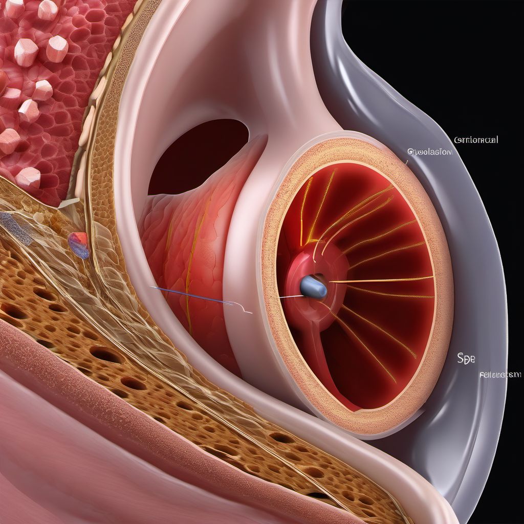 Puncture wound without foreign body of abdominal wall, right lower quadrant with penetration into peritoneal cavity digital illustration