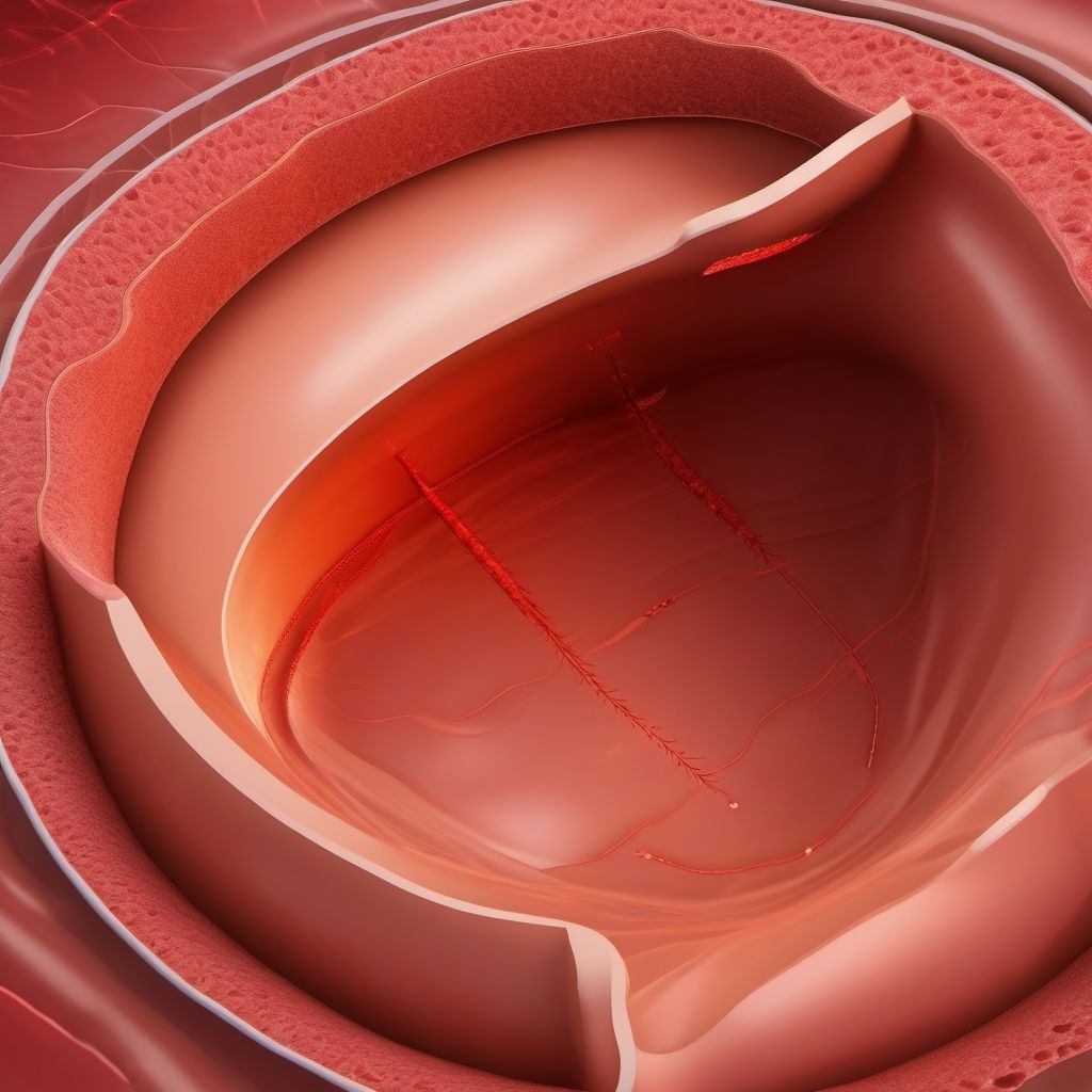 Puncture wound without foreign body of abdominal wall, left lower quadrant with penetration into peritoneal cavity digital illustration