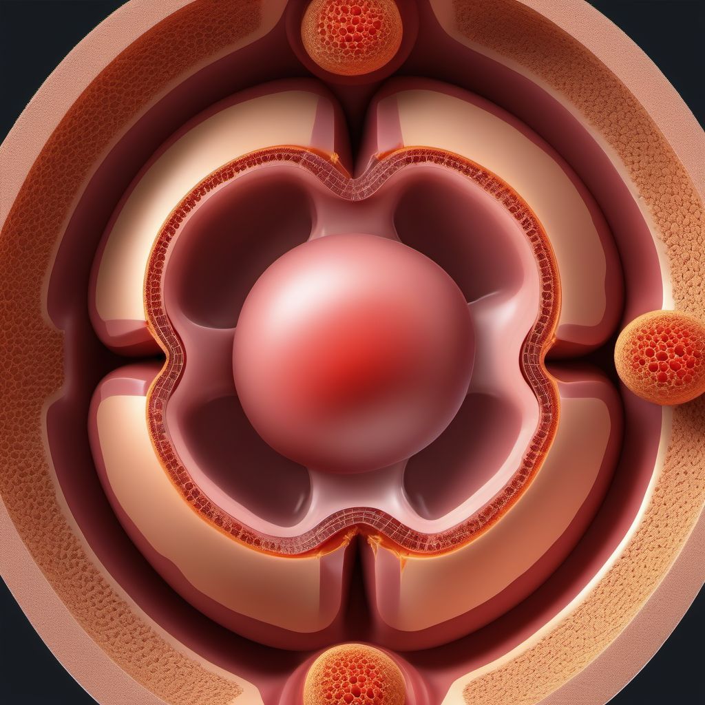 Puncture wound with foreign body of abdominal wall, left lower quadrant with penetration into peritoneal cavity digital illustration