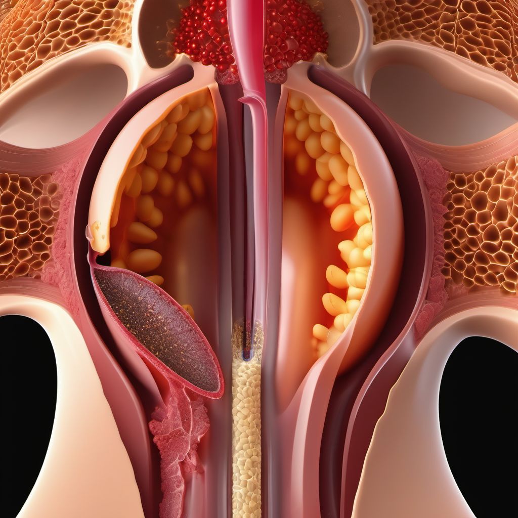 Open bite of abdominal wall, periumbilic region with penetration into peritoneal cavity digital illustration