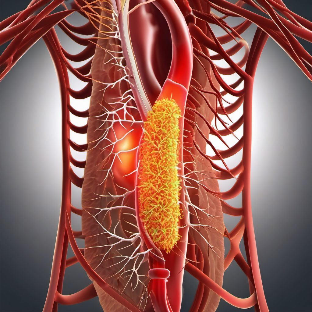 Injury of celiac or mesenteric artery and branches digital illustration
