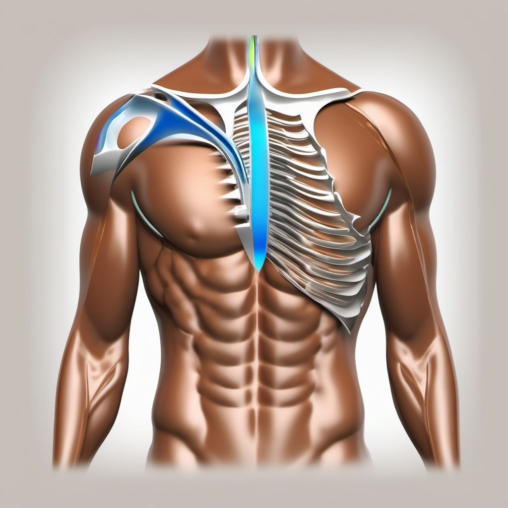 Fracture of other part of scapula, right shoulder digital illustration