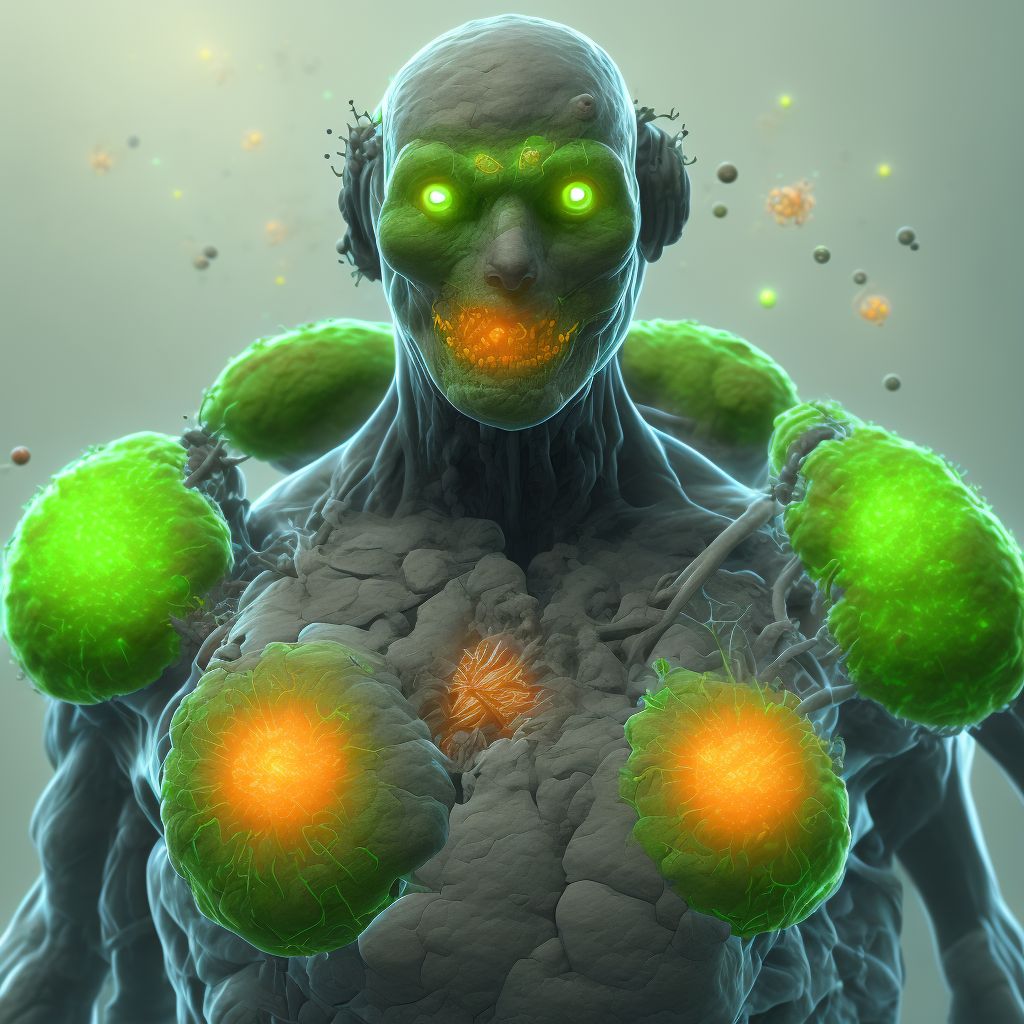 Cutaneous follicle center lymphoma, intrathoracic lymph nodes digital illustration