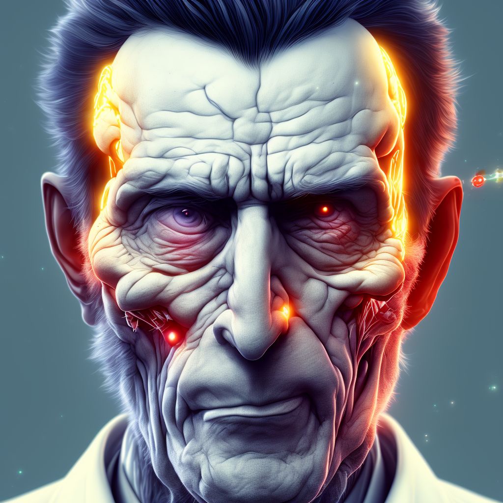 Mood disorder due to known physiological condition with manic features digital illustration