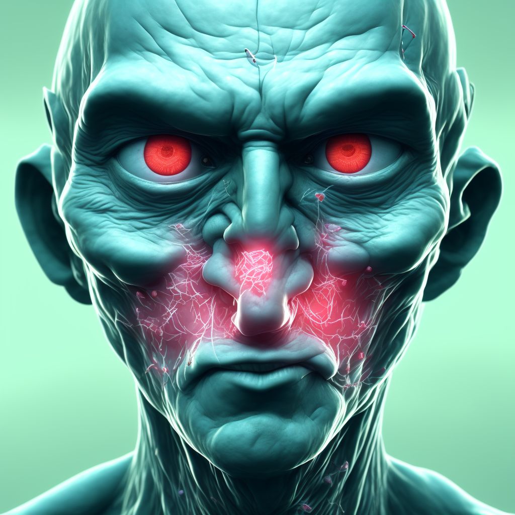 Rosacea conjunctivitis, right eye digital illustration