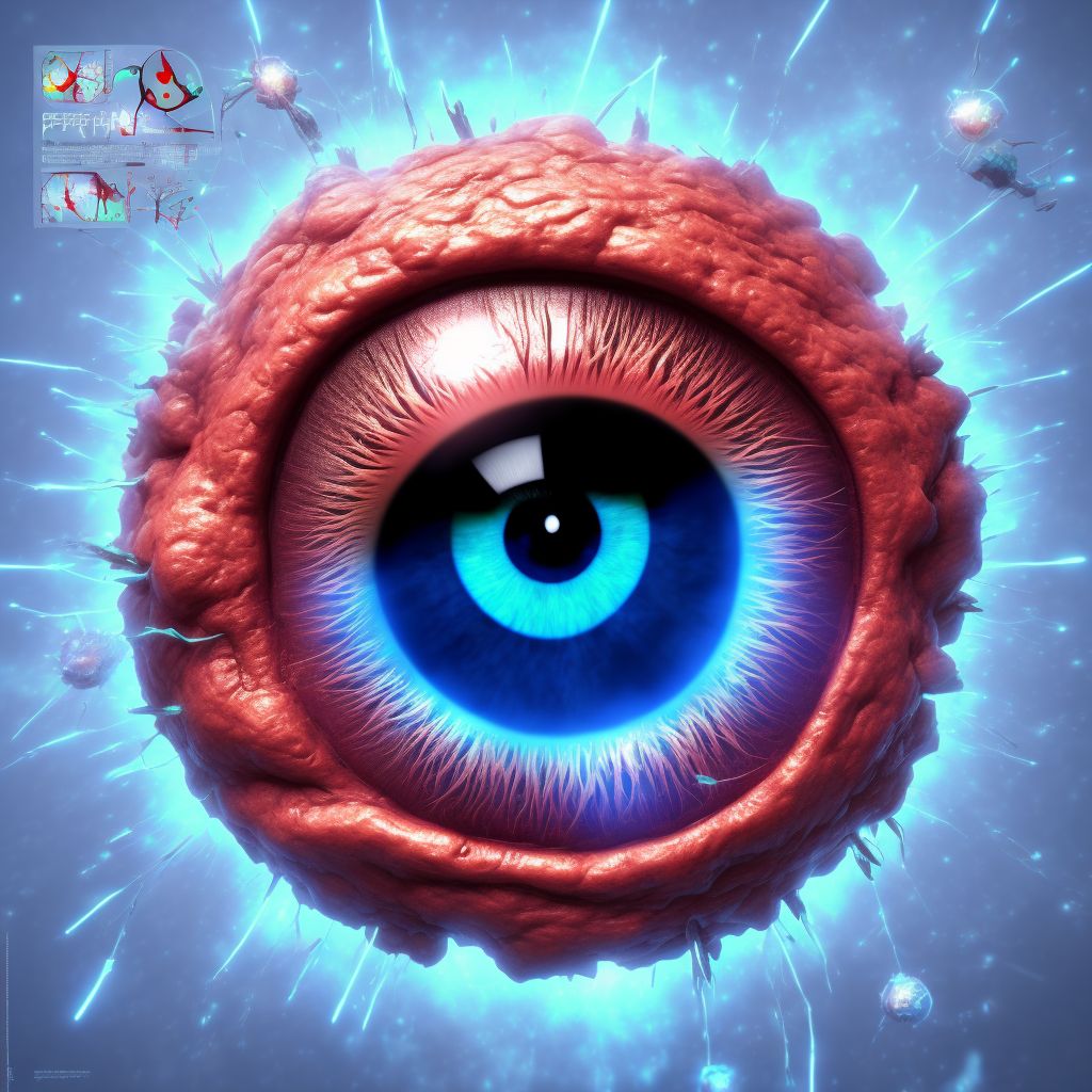 Macula scars of posterior pole (postinflammatory) (post-traumatic), right eye digital illustration