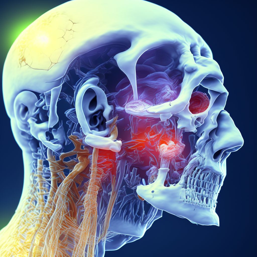 Accidental puncture and laceration of the ear and mastoid process during other procedure digital illustration