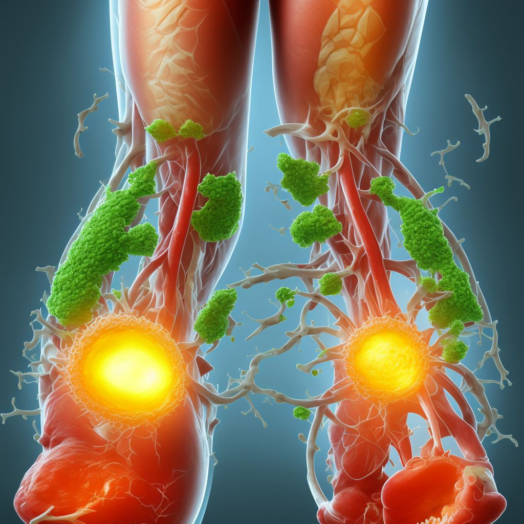 Atherosclerosis of nonbiological bypass graft(s) of the left leg with ulceration of other part of foot digital illustration