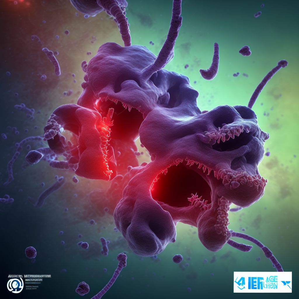 Acute duodenal ulcer with hemorrhage digital illustration