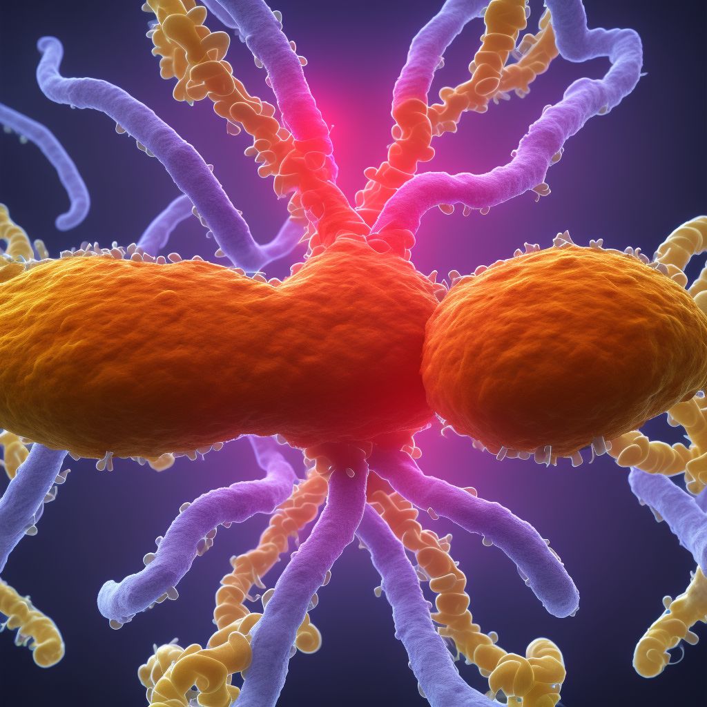 Intestinal adhesions [bands], with partial obstruction digital illustration