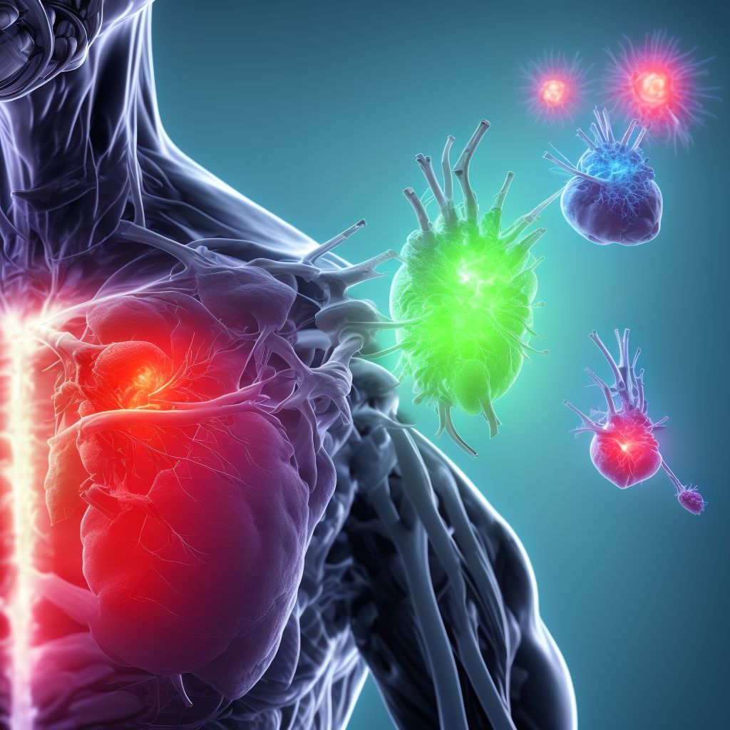 Rheumatoid heart disease with rheumatoid arthritis of right shoulder digital illustration