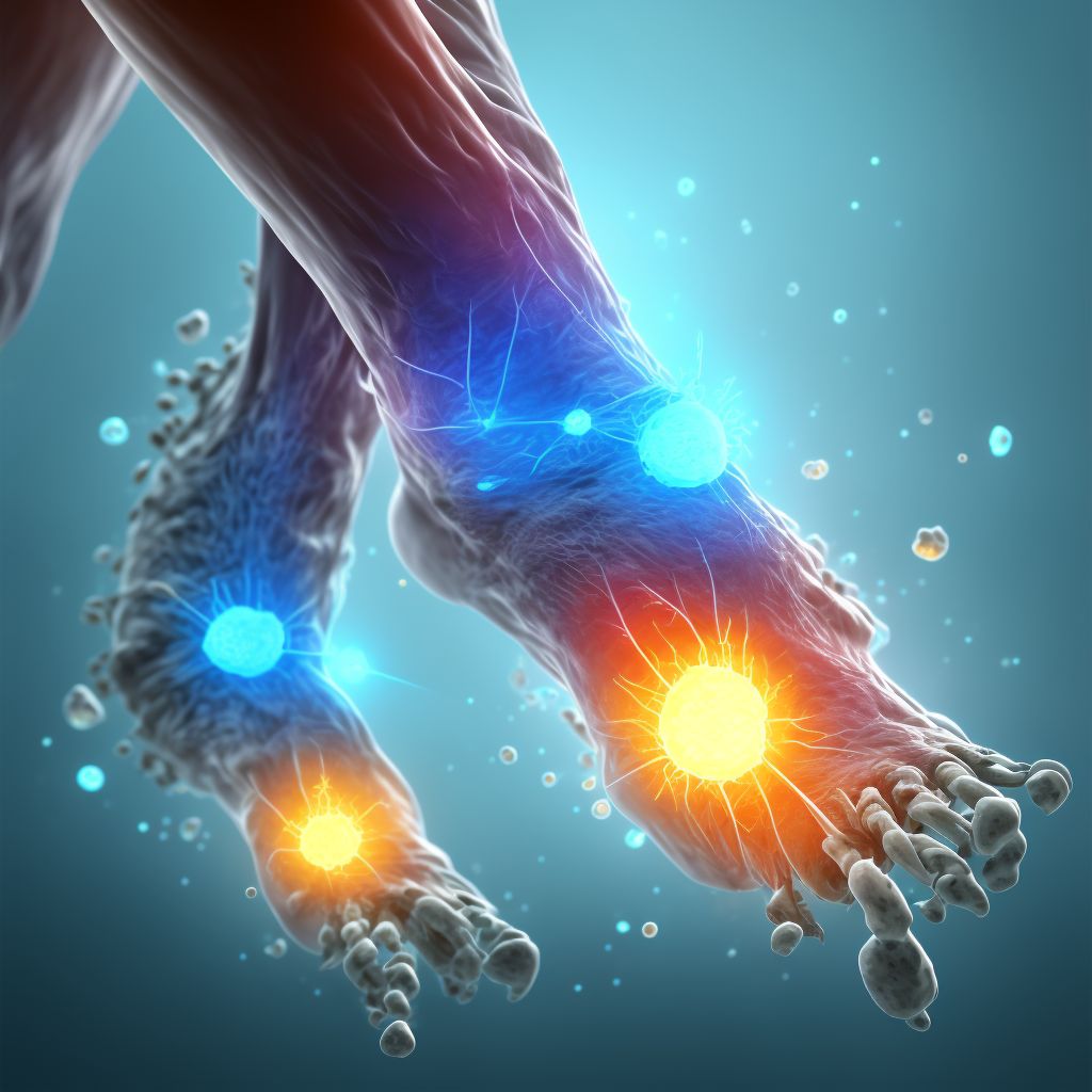 Rheumatoid arthritis without rheumatoid factor, right ankle and foot digital illustration