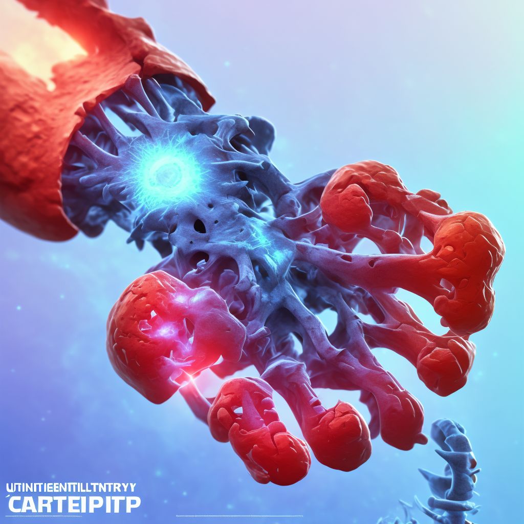 Unilateral primary osteoarthritis of first carpometacarpal joint, left hand digital illustration