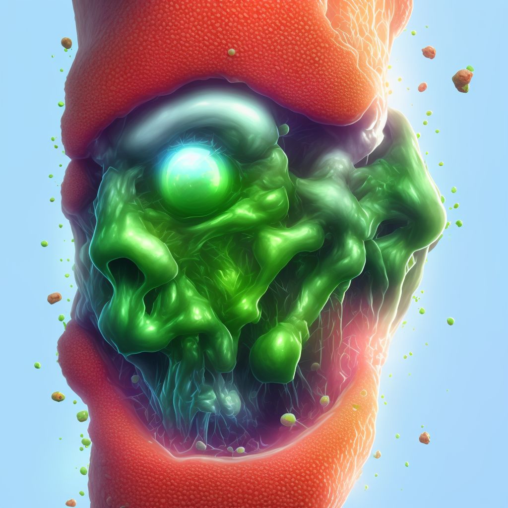 Idiopathic chronic gout, left knee, without tophus (tophi) digital illustration