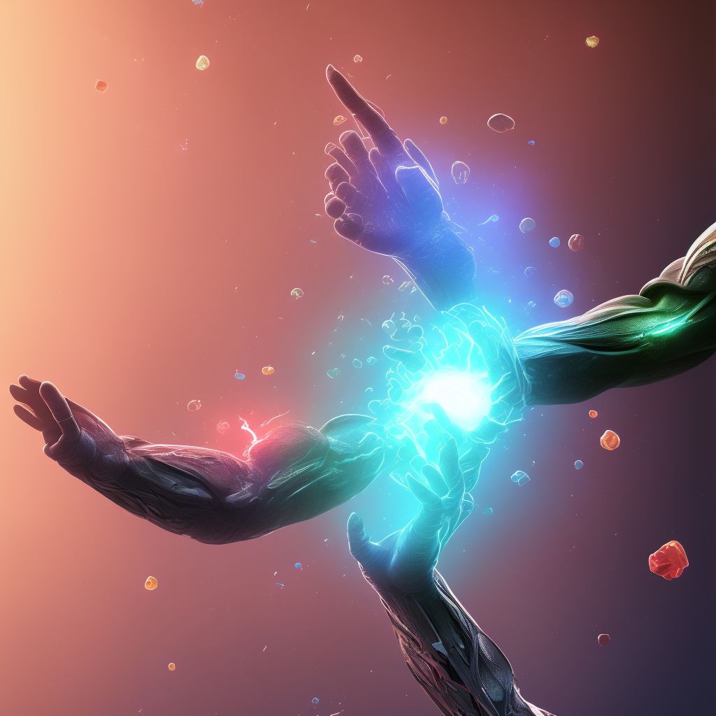 Spontaneous rupture of other tendons, right forearm digital illustration