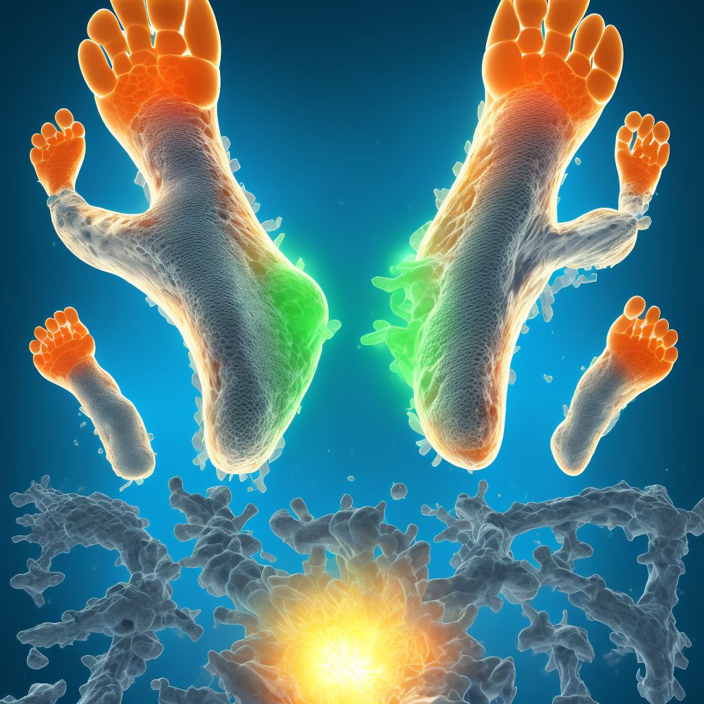 Pathological fracture, right foot, subsequent encounter for fracture with nonunion digital illustration