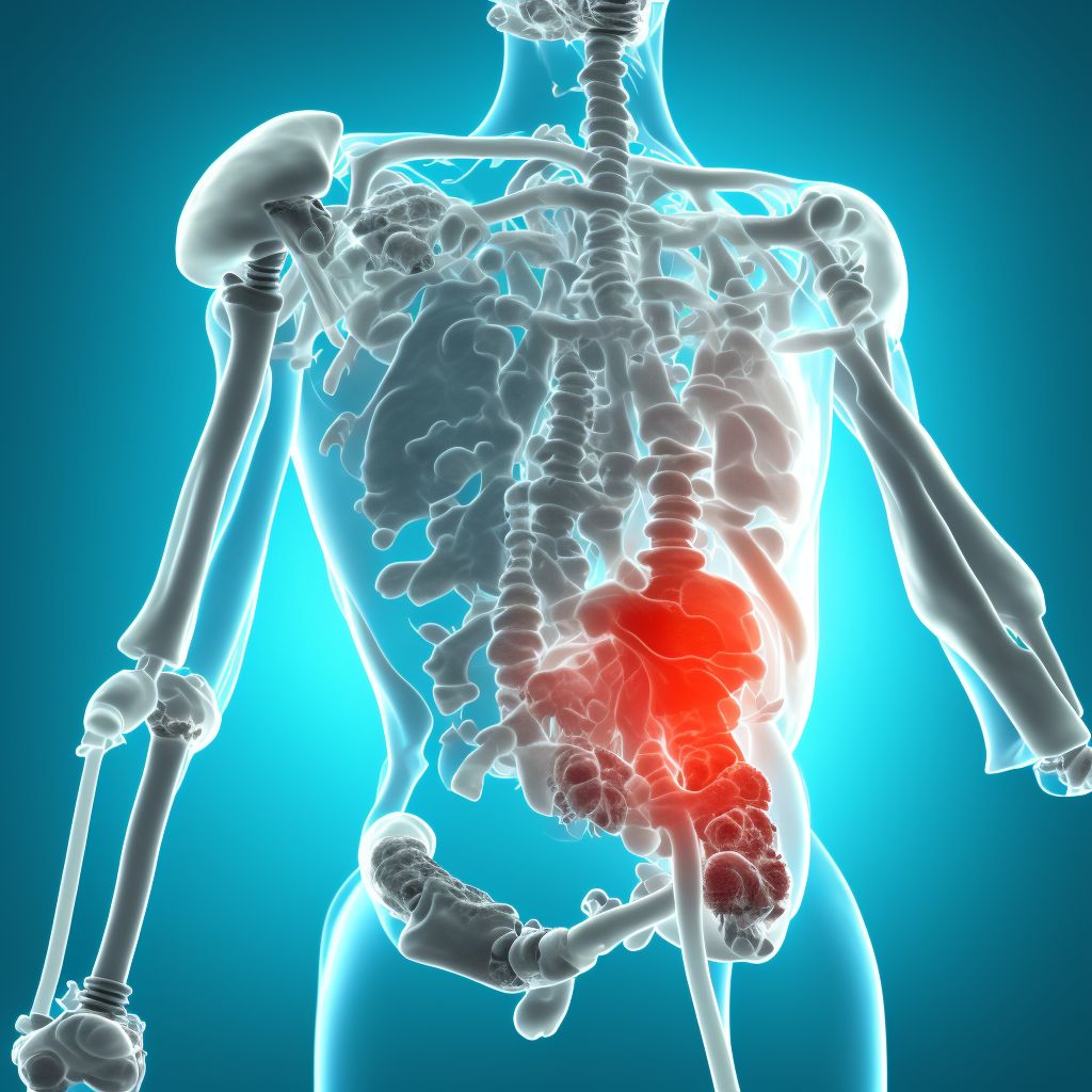 Chronic osteomyelitis with draining sinus, right femur digital illustration